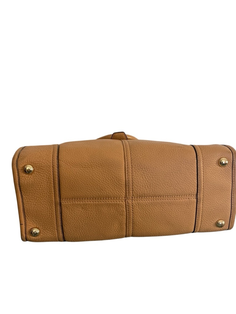 Michael Kors Bag Large Hudson Camel Leather Tote Gold Logo Shoulder Bag - Picture 4 of 9